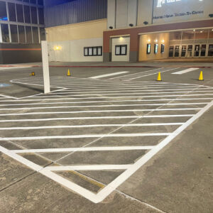 Freshly striped parking lot
